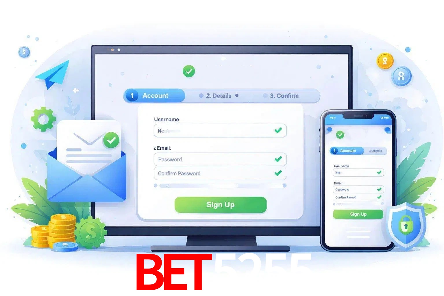 Registro de nuevo usuario y configuración de cuenta BET5255