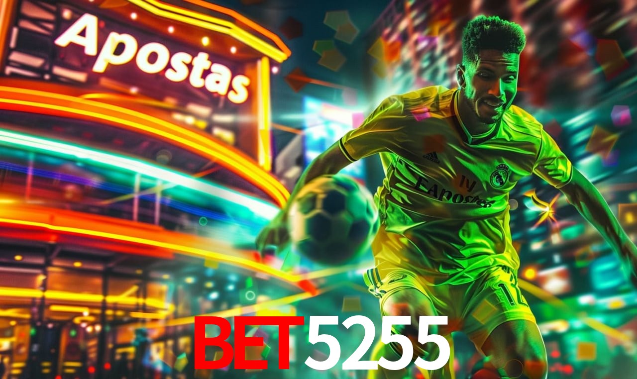 Escena dinámica inspirada en casino con iluminación BET5255, cartas, fichas e íconos de juegos digitales en un espacio moderno de juegos.